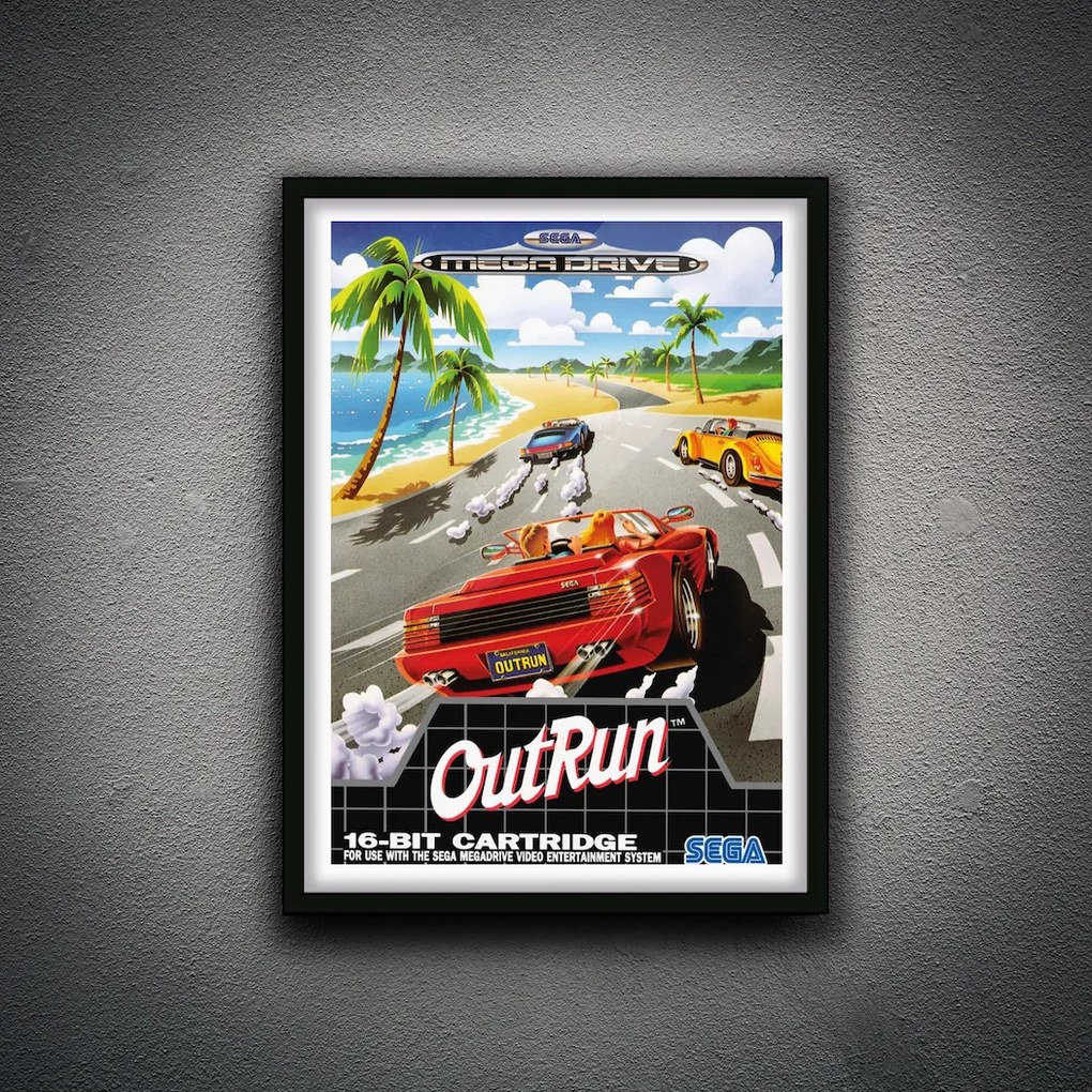 Πόστερ &amp; Κάδρο Sega OutRun GM127 40x50cm Μαύρο Ξύλινο Κάδρο (με πόστερ)
