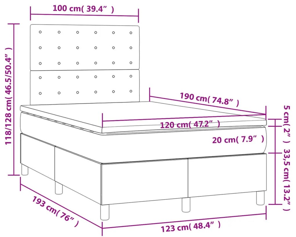 ΚΡΕΒΑΤΙ BOXSPRING ΜΕ ΣΤΡΩΜΑ ΚΡΕΜ 120X190 ΕΚ. ΥΦΑΣΜΑΤΙΝΟ 3269914