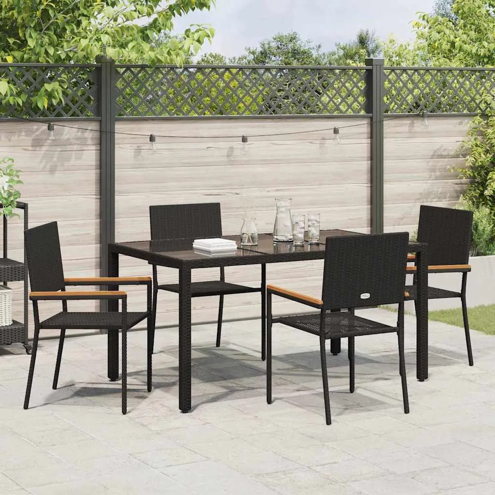 vidaXL Σέτ φαγητού για κήπο 5 pcs Μαύρο 150 x 90 x 75 cm