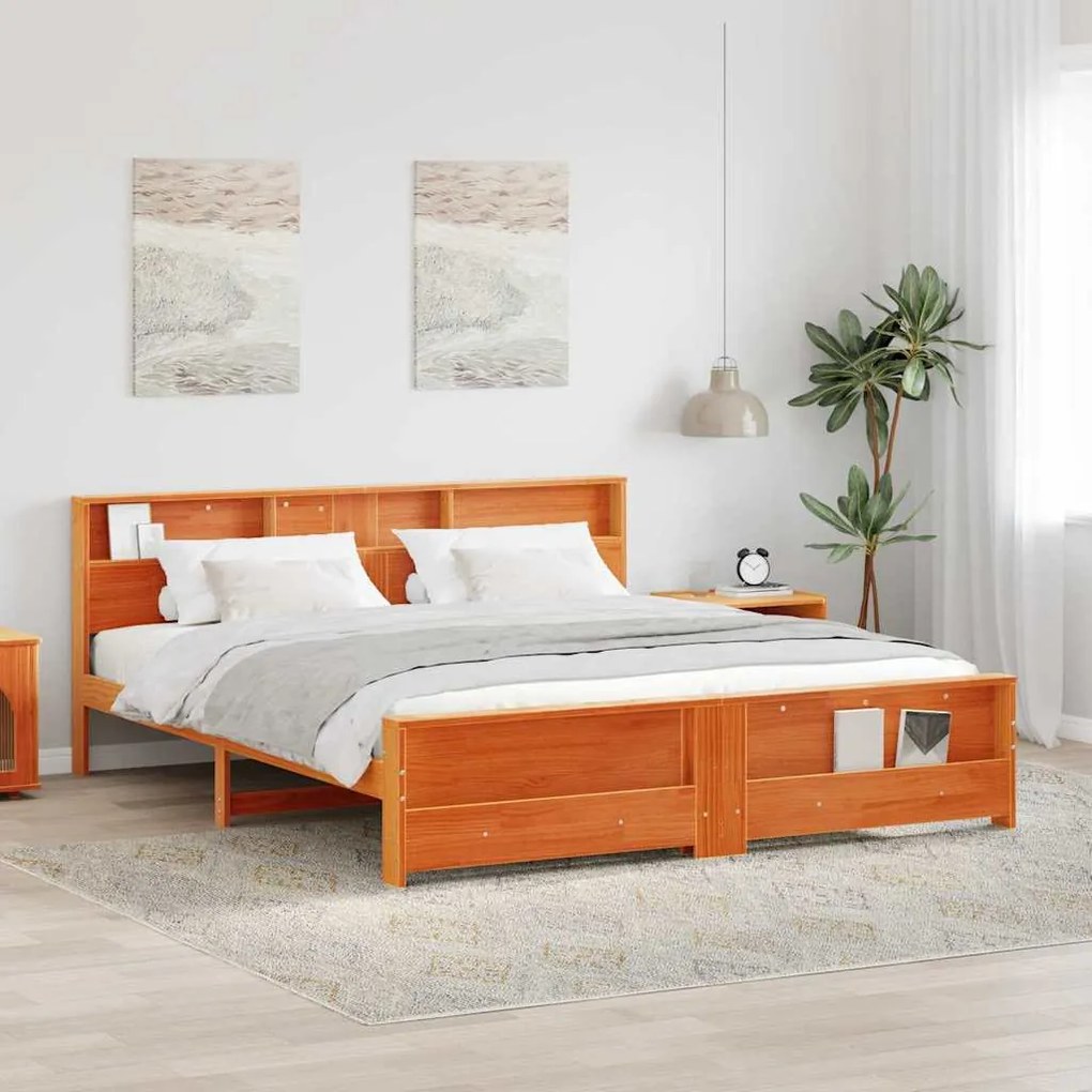 vidaXL Σκελετός Κρεβατιού Καφέ κεριού 180 x 200 cm Μασίφ ξύλο πεύκου