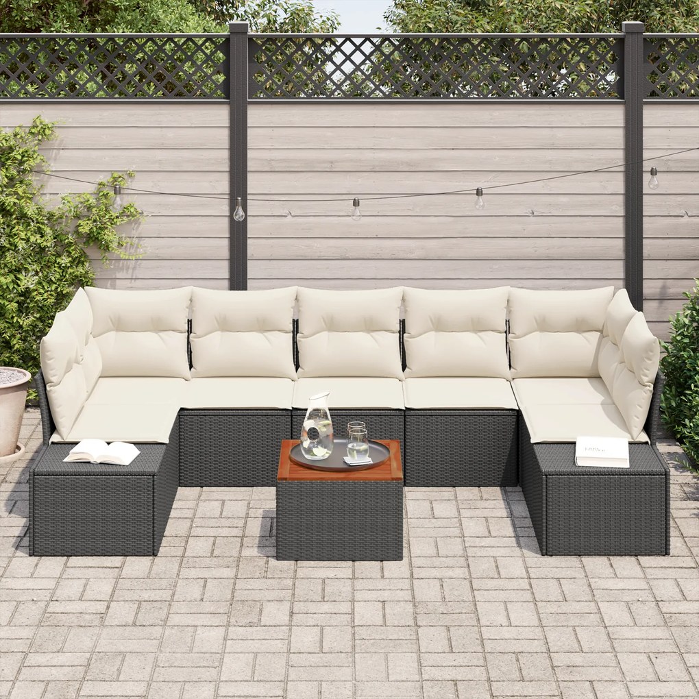 vidaXL Σετ Καναπέ Κήπου 8 pcs Μαύρος, λευκός 55 x 55 x 37 εκ