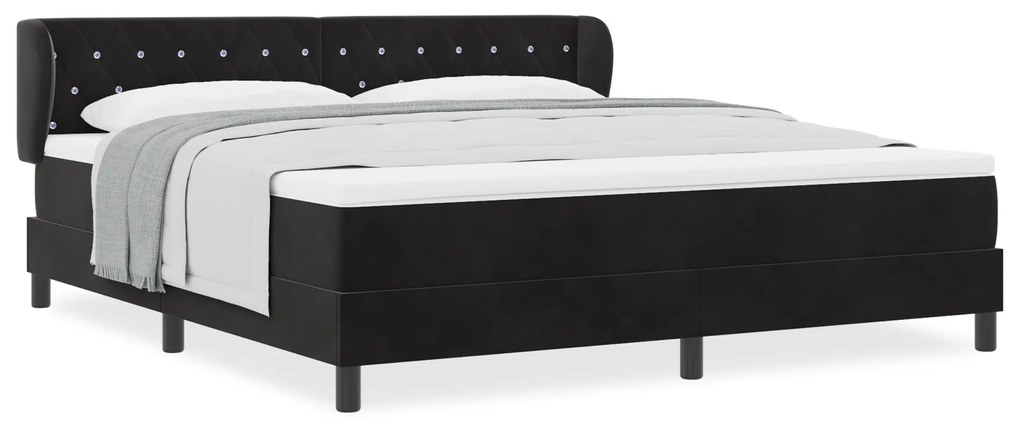 vidaXL Κρεβάτι Box Spring με Ματ Στρώμα Μαύρο 180x200 εκ Βελούδο