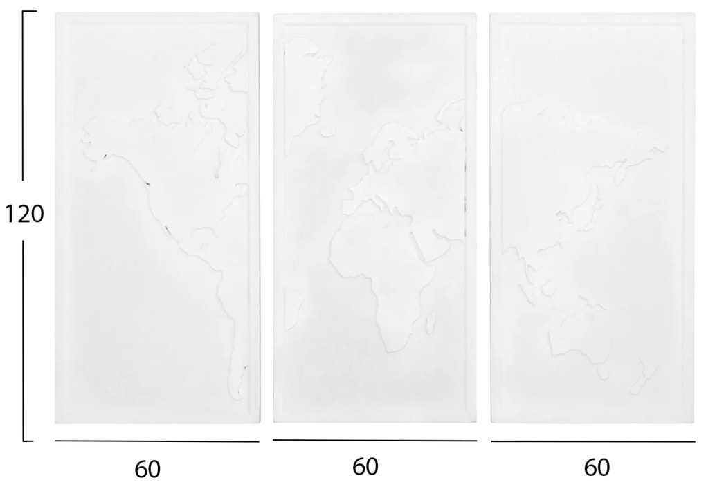 ΠΙΝΑΚΑΣ 3-ΠΤΥΧΟΣ WORLD MAP SANTORINI HM4504 MDF ΣΕ ΥΠΟΛΕΥΚΟ ΧΡΩΜΑ 180x4(πάχος)x120Υεκ. - 0538030 - HM4504