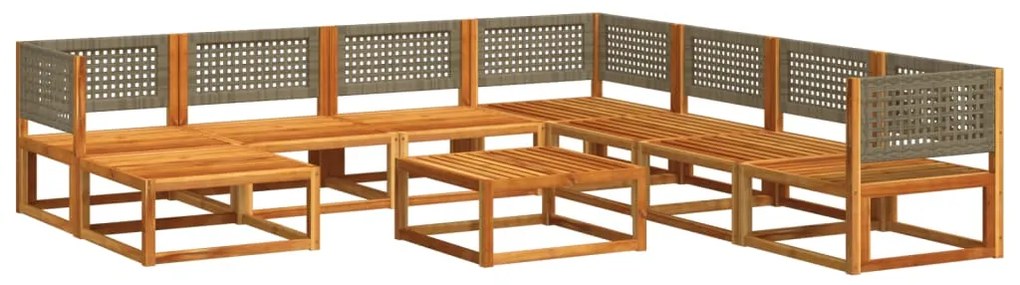 vidaXL Σετ Καναπέδων Κήπου 9 Τεμαχίων με Μαξιλάρια από Ξύλο Ακακίας και Ρατάν