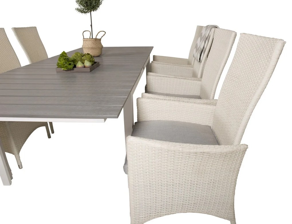 Σετ Τραπέζι και καρέκλες Dallas 2410, Polyξύλο, Πλαστικό ψάθινο, Μαξιλάρι καθίσματος: Ναι | Epipla1.gr