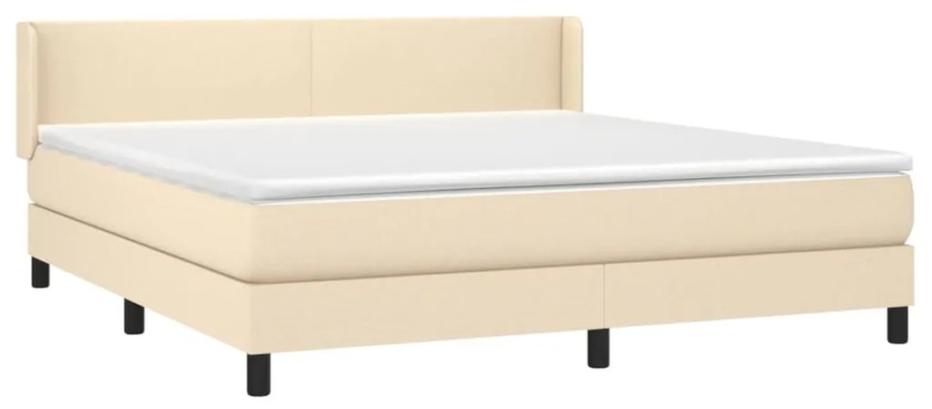 Κρεβάτι Boxspring με Στρώμα Κρεμ 160x200 εκ. Υφασμάτινο - Κρεμ