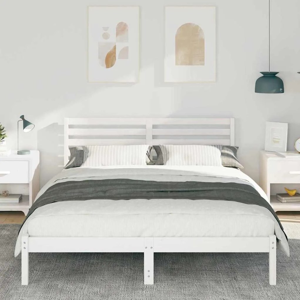 vidaXL Σκελετός Κρεβατιού Λευκό 180 x 200 cm Μασίφ ξύλο πεύκου