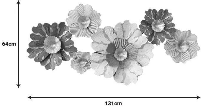 Διακοσμητικό τοίχου Daisy Inart μέταλλο σε χρυσή-λευκή απόχρωση 131x64x9.5εκ 131x64x9.5 εκ.