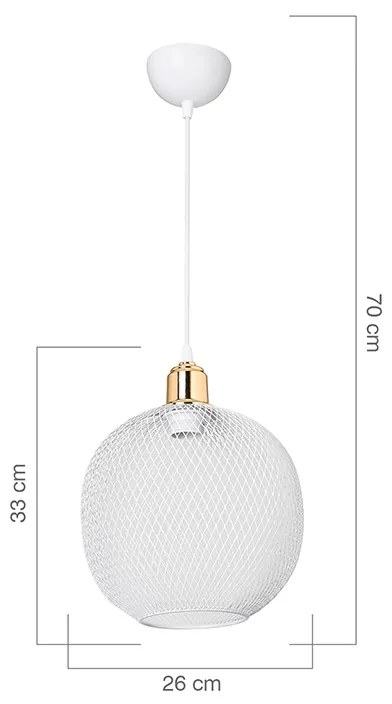 Φωτιστικό οροφής μονόφωτο PWL-0977 pakoworld Ε27 λευκό-χρυσό Φ26x33εκ