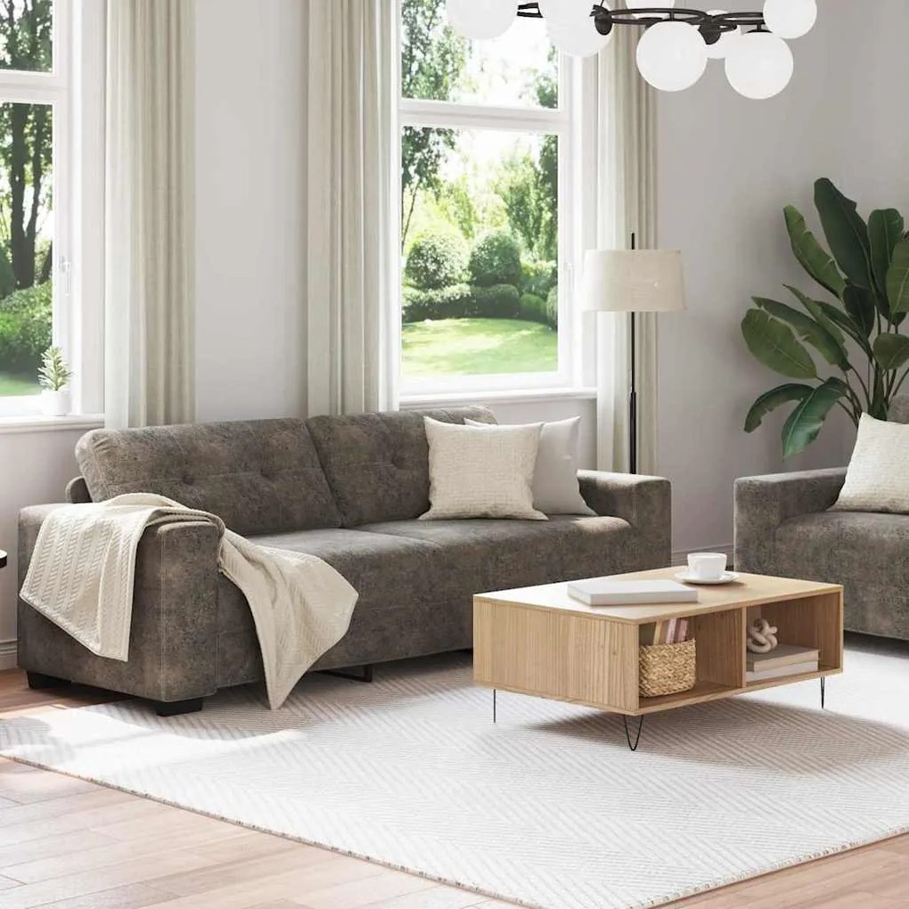 vidaXL Καναπές 2 pcs Σκούρο γκρι 221 x 78 x 80 εκ Τεχνητό δέρμα