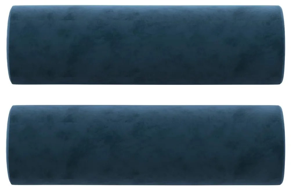 Μαξιλάρια Διακοσμητικά 2 τεμ. Μπλε Ø15x50 εκ. Βελούδινα - Μπλε