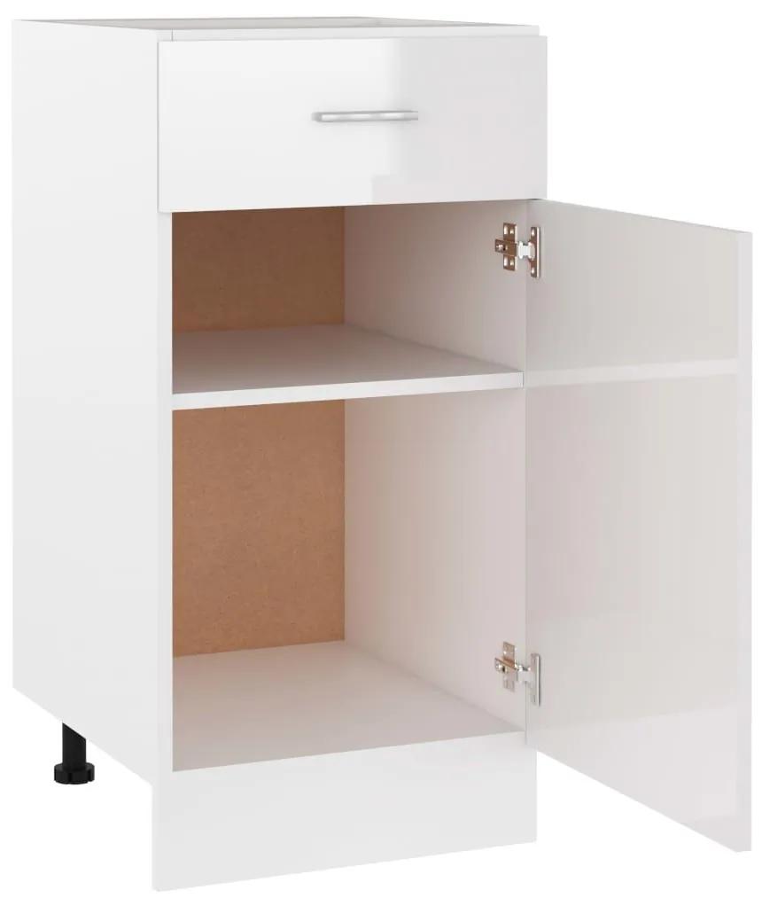 Ντουλάπι με Συρτάρι Γυαλιστερό Λευκό 40x46x81,5 εκ. Μοριοσανίδα - Λευκό