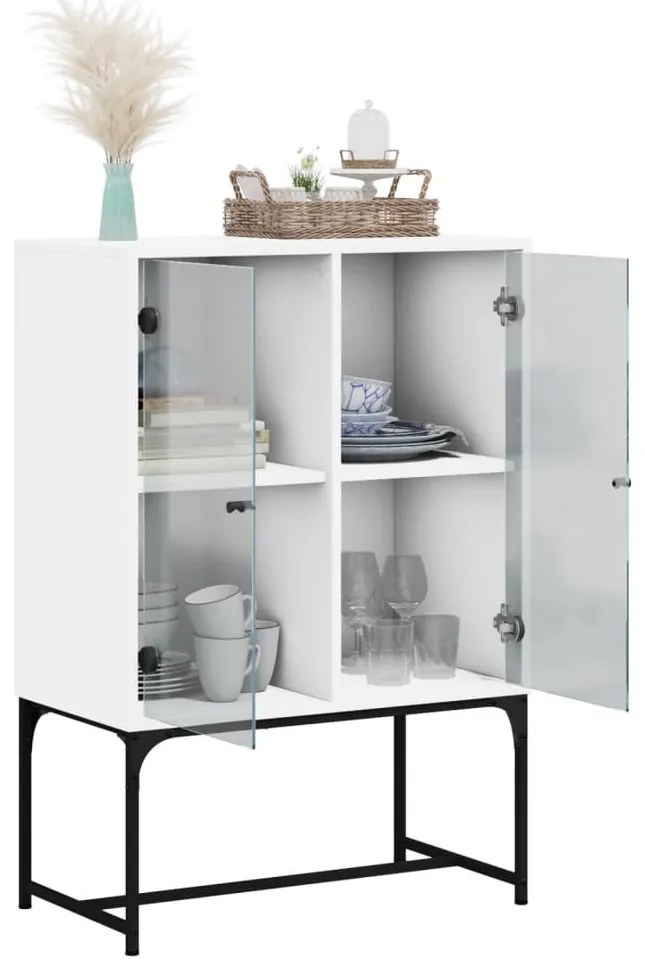 vidaXL Βοηθητικό Ντουλάπι Λευκό 69x37x100 εκ. με Γυάλινες Πόρτες