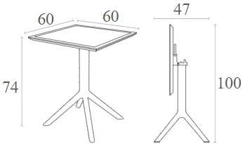 SKY BLACK 60Χ60X74ΕΚ. ΤΡΑΠΕΖΙ ΠΤΥΣ/ΝΟ ΠΟΛ/ΝΙΟΥ