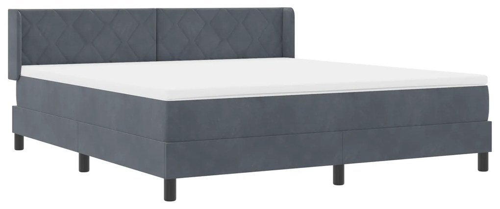 vidaXL Κρεβάτι Box Spring με στρώμα Σκούρο Γκρι 180x200 εκ. Βελούδο