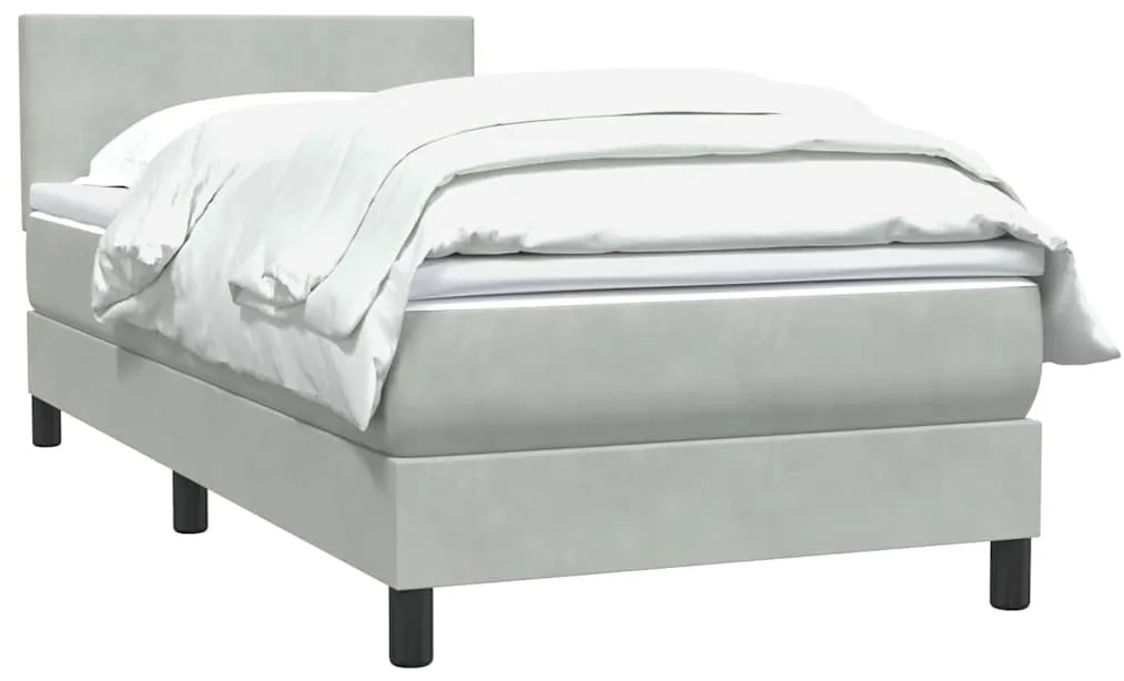 vidaXL Κρεβάτι Boxspring με Στρώμα Ανοιχτό Γκρι 100x210 εκ. Βελούδινο