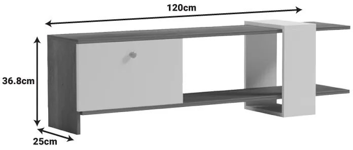 Έπιπλο τηλεόρασης Standi σε sonoma-γκρι cement απόχρωση 120x25x36.8εκ 120x25x36.8 εκ.