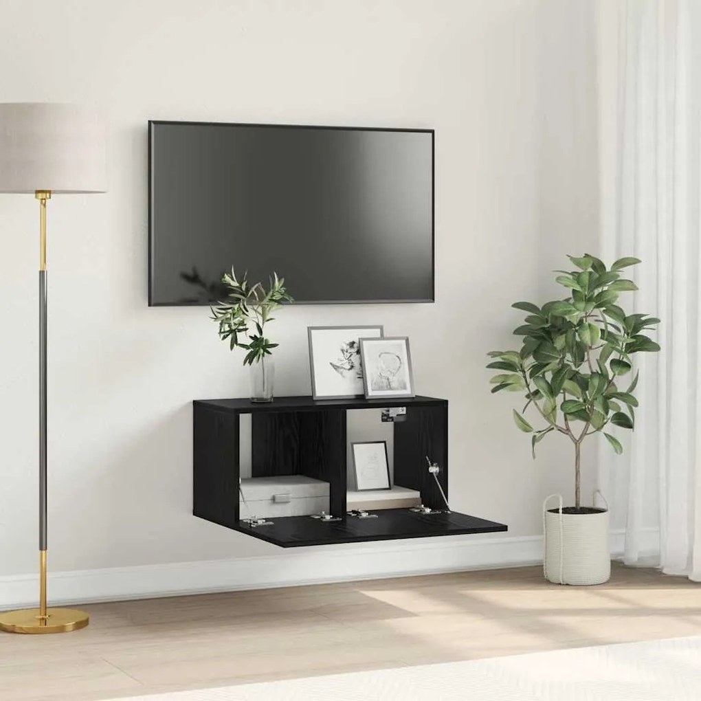 vidaXL Κονσόλα Τηλεόρασης Μαύρη Δρυς Επεξεργασμένο ξύλο Μεσαία