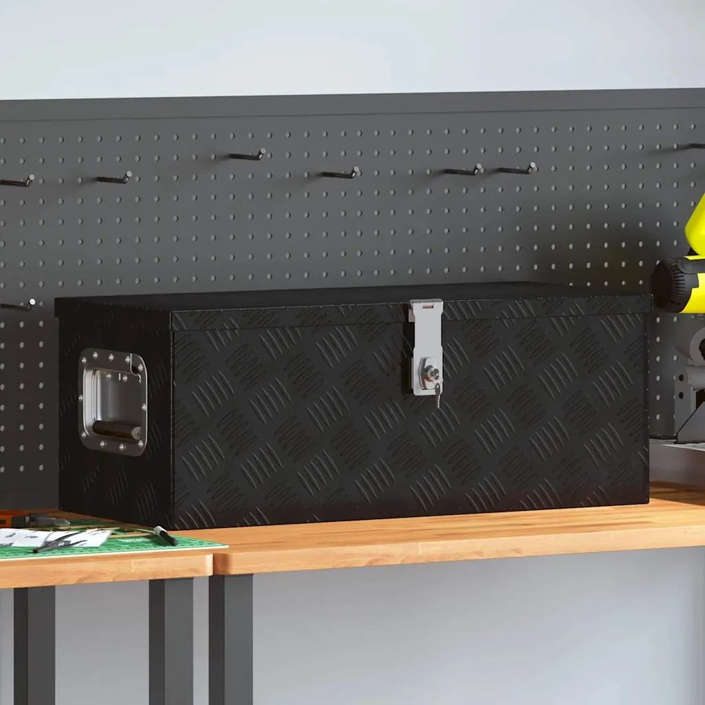 Κουτί Αποθήκευσης Μαύρο 70 x 31 x 27 εκ. από Αλουμίνιο