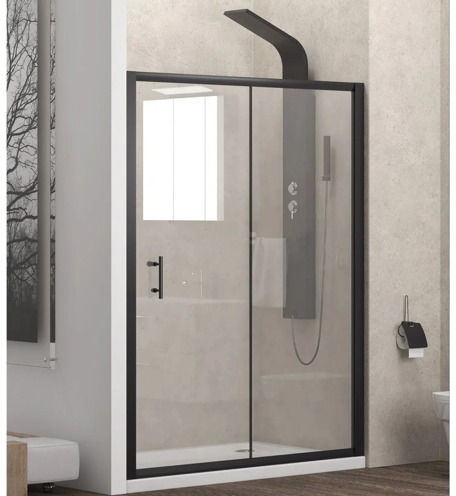 Karag Flora 500 Καμπίνα Ντουζιέρας με Συρόμενη Πόρτα Clear Glass Black