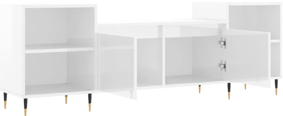vidaXL Έπιπλο Τηλεόρασης Γυαλ. Λευκό 160x35x55 εκ. Επεξεργασμένο Ξύλο