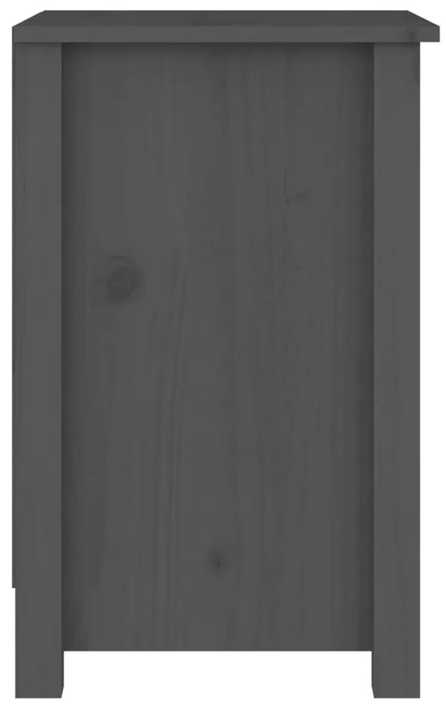 vidaXL Κομοδίνα 2 τεμ. Γκρι 40x35x55 εκ. από Μασίφ Ξύλο Πεύκου