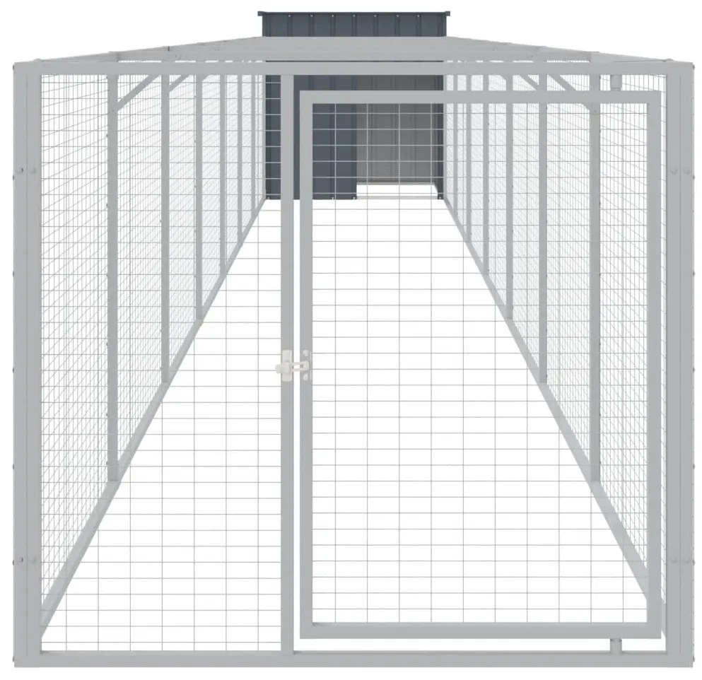 vidaXL Σπιτάκι Σκύλου με Αυλή Ανθρακί 110x813x110 εκ. Γαλβαν. Χάλυβας