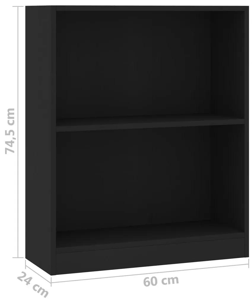 Βιβλιοθήκη Μαύρη 60 x 24 x 76 εκ. από Επεξεργασμένο Ξύλο - Μαύρο
