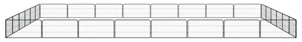 vidaXL Παρκοκρέβατο Σκύλου 28 Πάνελ Μαύρο 100x50εκ Ατσάλι Βαφή Πούδρας