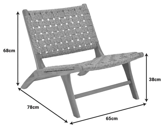 Καρέκλα Foldere φυσικό teak ξύλο-σχοινί 65x78x68εκ