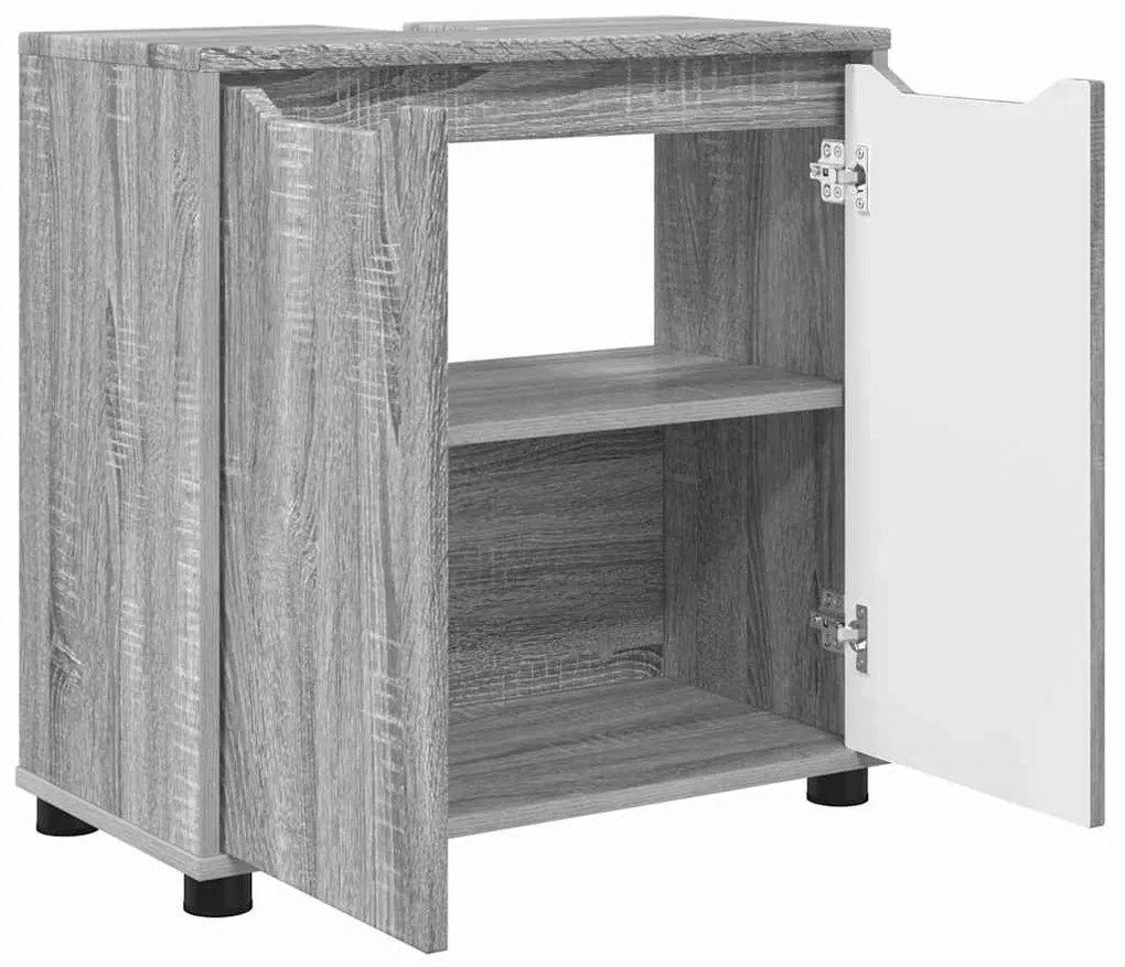 vidaXL Ντουλάπα νιπτήρα μπάνιου με ράφι Γκρίζο Σονομα 60 x 30 x 60 cm