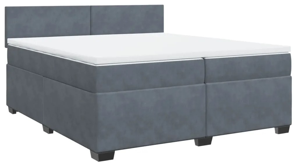 vidaXL Κρεβάτι Boxspring με Στρώμα Σκούρο Γκρι 200x200 εκ. Βελούδινο