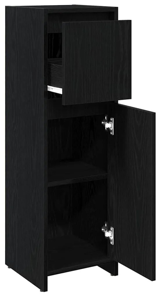 vidaXL Ντουλάπι Μπάνιου Μαύρη Οξυά 30 x 30 x 95 cm Επεξεργασμένο ξύλο
