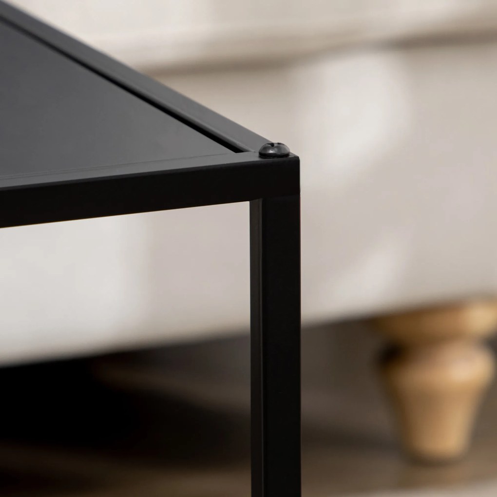 HOMCOM Τραπεζάκι σαλονιού, σετ 2 τεμαχίων, μοντέρνος σχεδιασμός, ατσάλινο πλαίσιο, μαύρο, 40 x 40 x 40cm