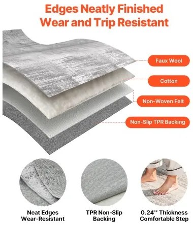 VEVOR Large Area Rug 10x14 ft Anti-Skid and Tear-Resistant Floor Mat Modern Gray