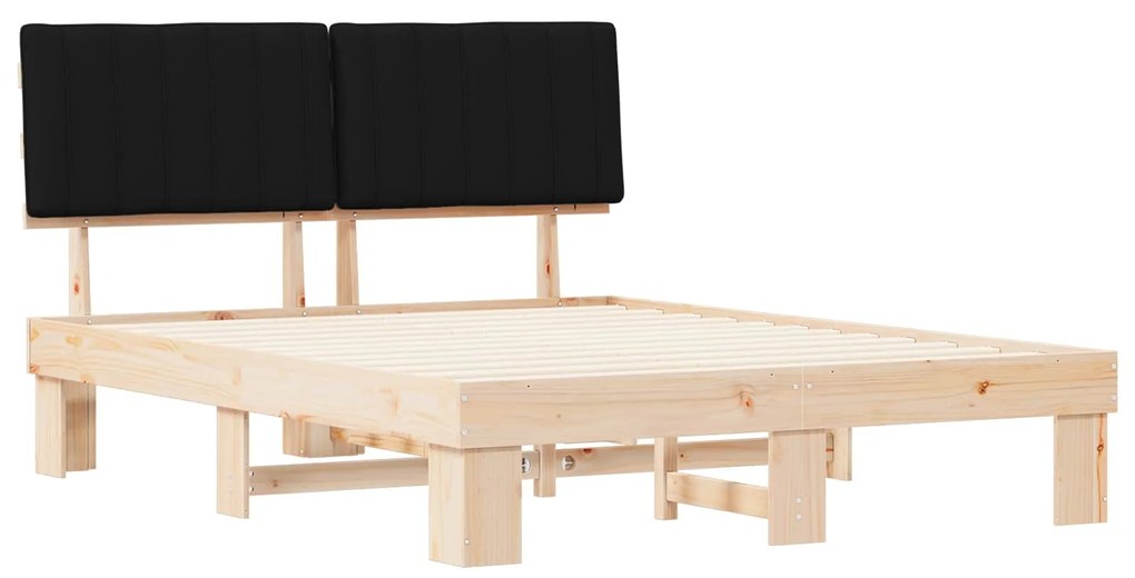 vidaXL Σκελετός Κρεβατιού με Επενδεδυμένο Κεφαλάρι Μαύρο 160 x 200 cm