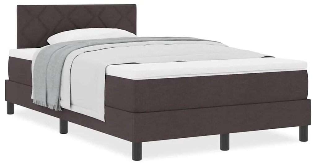 vidaXL Κρεβάτι box spring με στρώμα Σκούρο Καφέ 120 x 200 cm ύφασμα