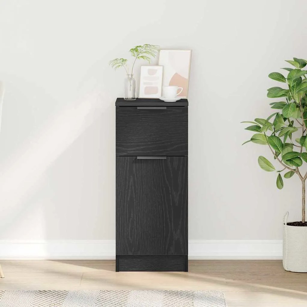 vidaXL Μπουφές Μαύρη Δρυς με συρτάρι Μαύρη δρυς 30 x 30 x 70 εκ.