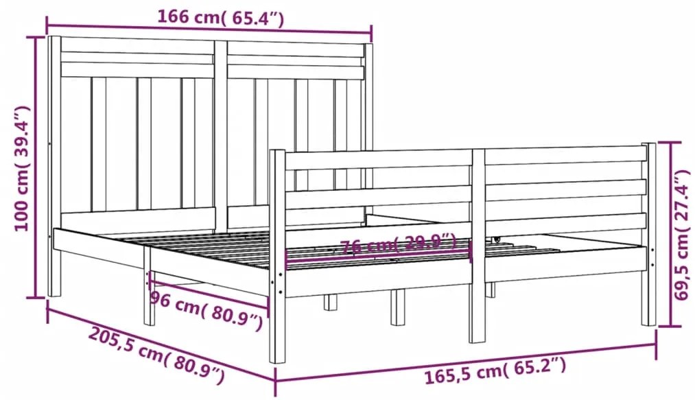 vidaXL Πλαίσιο Κρεβατιού 160 x 200 εκ. από Μασίφ Ξύλο