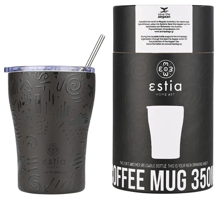 ESTIA ΘΕΡΜΟΣ COFFEE MUG SAVE THE AEGEAN 350ml NOIR ECHO