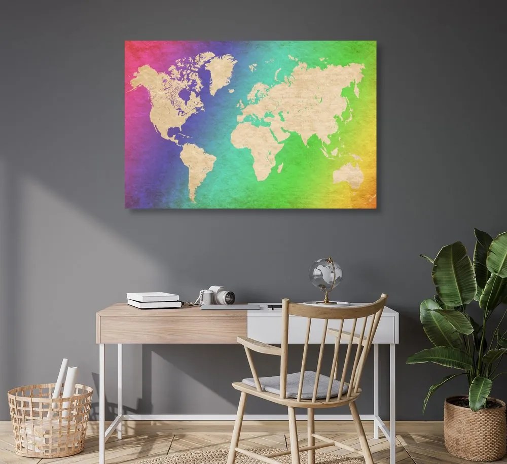 Εικόνα στον παγκόσμιο χάρτη παστέλ από φελλό - 90x60  place