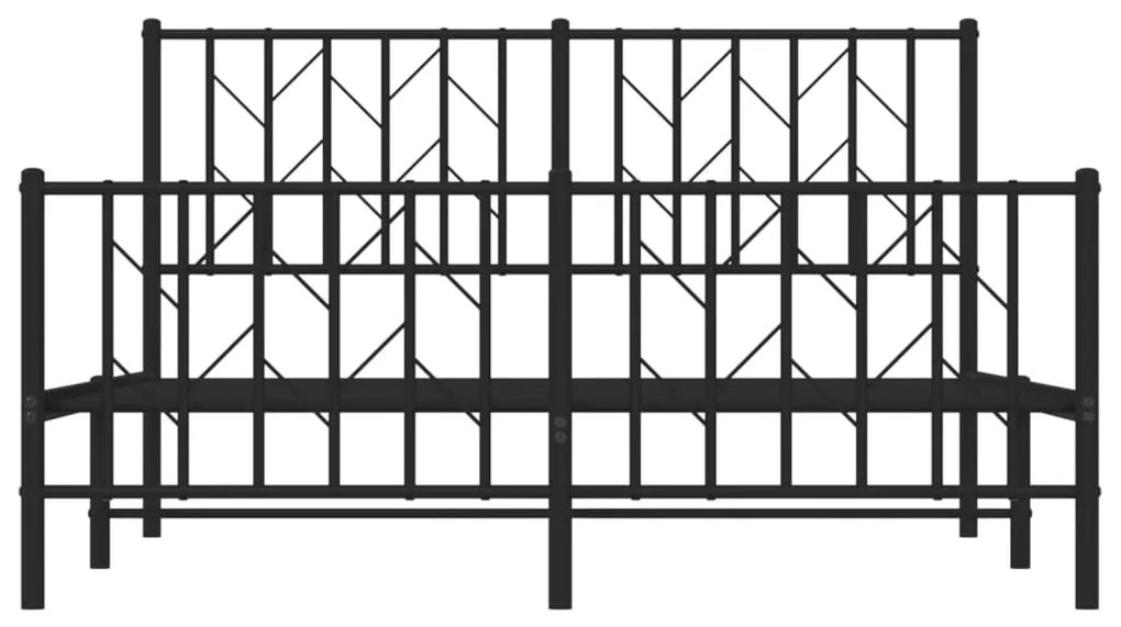 vidaXL Πλαίσιο Κρεβατιού με Κεφαλάρι&Ποδαρικό Μαύρο 135x190εκ. Μέταλλο