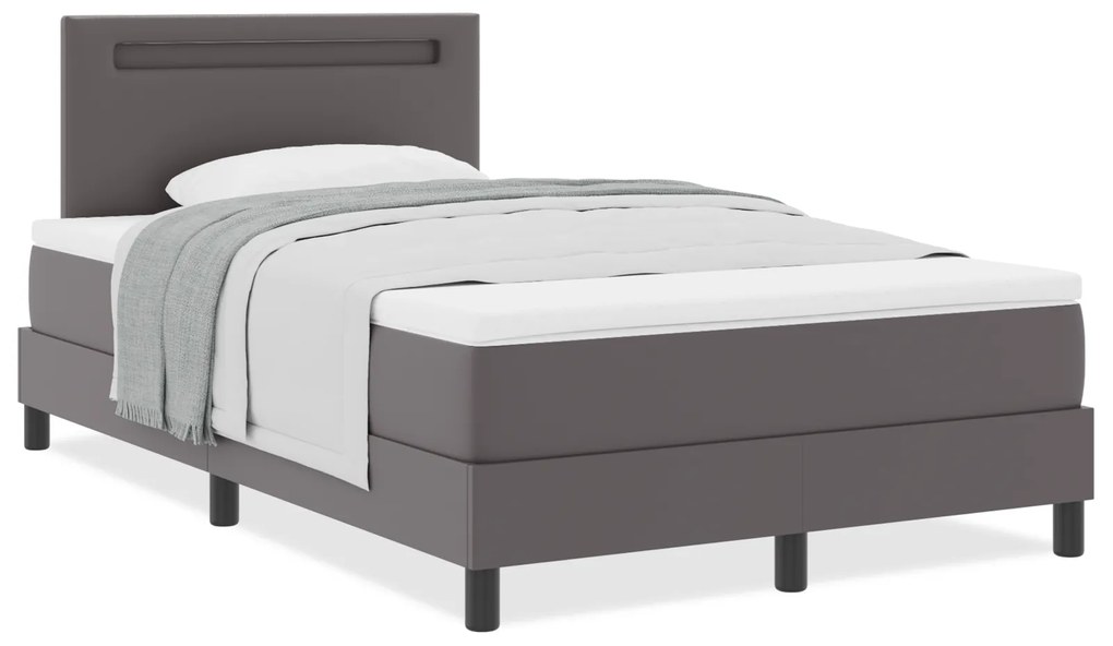 vidaXL κρεβάτι box spring με στρώμα γκρι, 120 x 200 εκ. από τεχνητό δέρμα