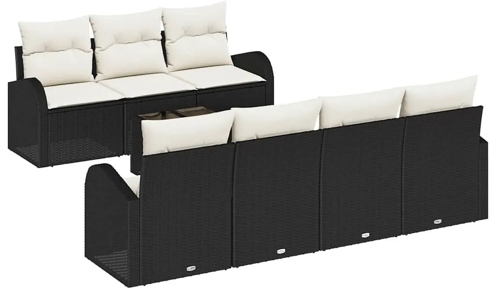 vidaXL Σετ Καναπέ Κήπου 8 pcs Μαύρο 55 x 55 x 37 εκ συνθετικό ρατάν