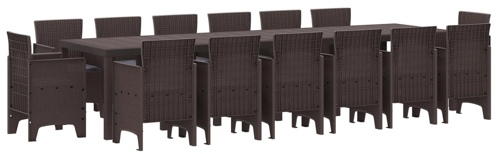 vidaXL Σετ Τραπεζαρίας Κήπου 15 pcs Καφέ Large Πολυ-ρακί, Χάλυβας