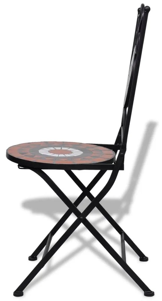Καρέκλες Bistro Πτυσσόμενες 2 τεμ. Τερακότα / Λευκό Κεραμικές - Πολύχρωμο