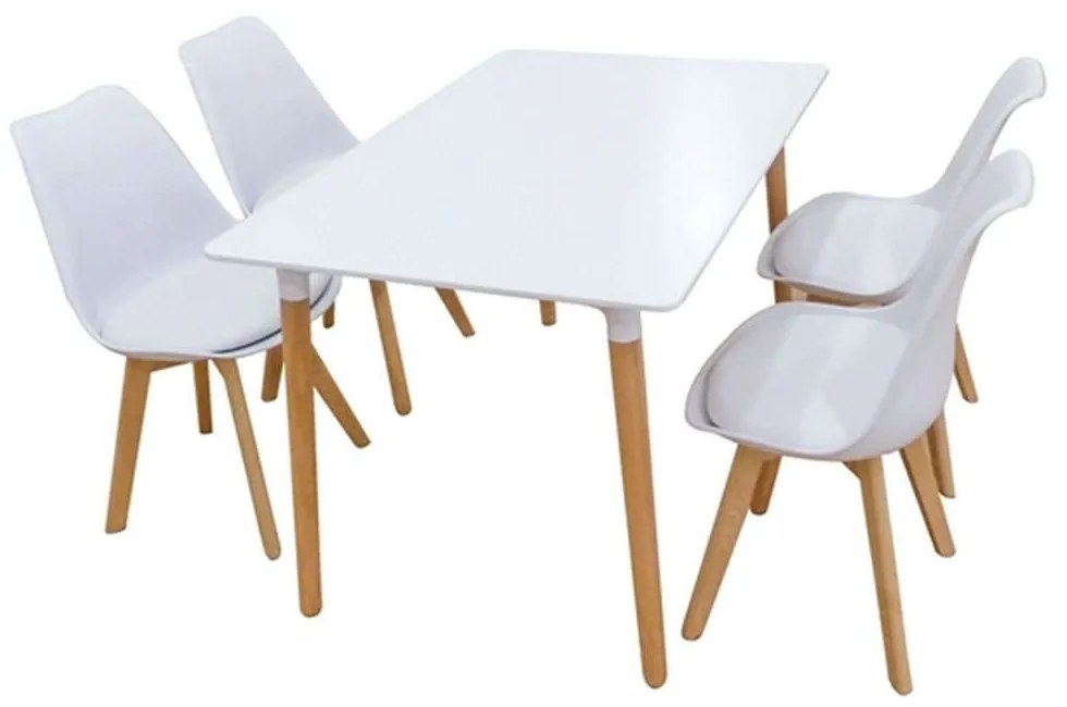 Σετ Τραπεζαρίας Logan Plus (Σετ 5Τμχ) 20.9908 120x80x72cm White 4 Θέσεων Wood, Polypropylene, Technoderma