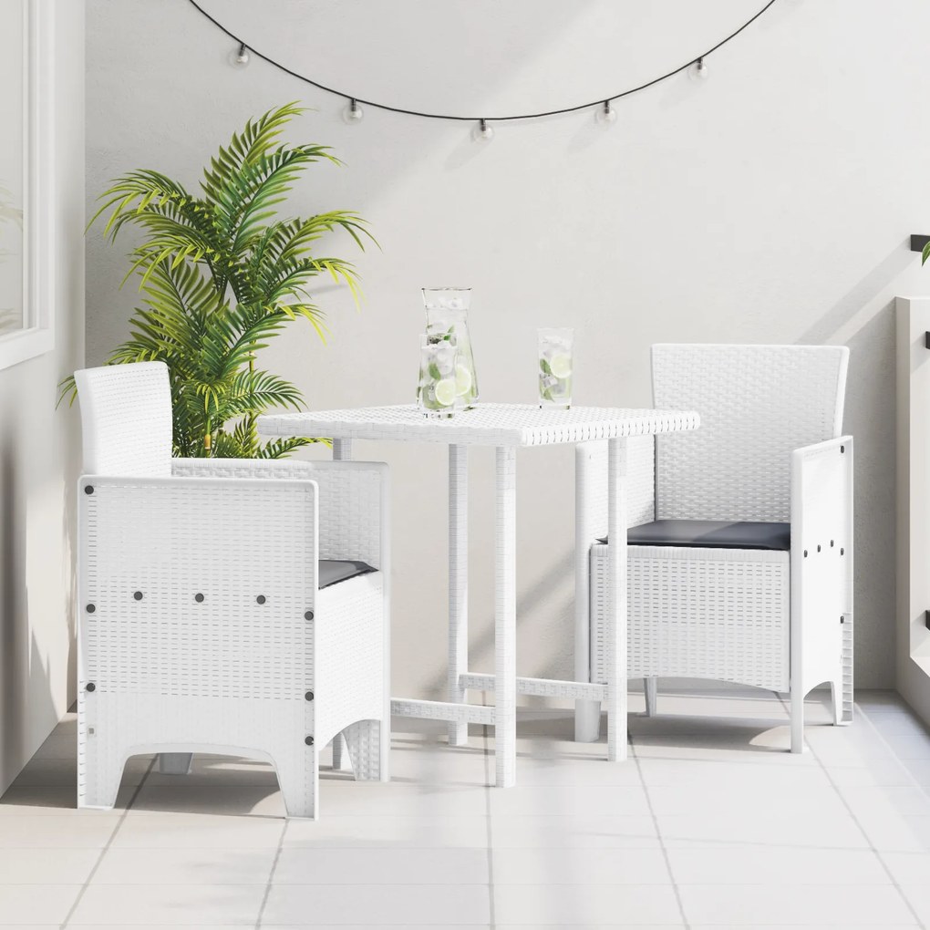 vidaXL Καρέκλες Κήπου 2 pcs Λευκό 53 x 49 x 85 εκ. Πλαστικό