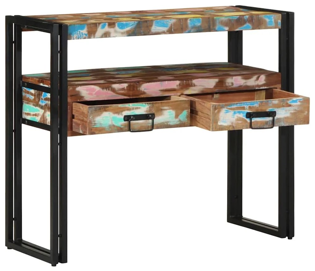 vidaXL Τραπέζι κονσόλας με ράφι 90 x 33 x 75 εκ Στερεό Ανακτηθέν Ξύλο