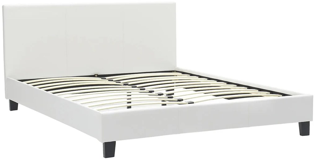 Κρεβάτι Nevil pakoworld διπλό 150x200 PU χρώμα λευκό ματ - 006-000001 - 006-000001